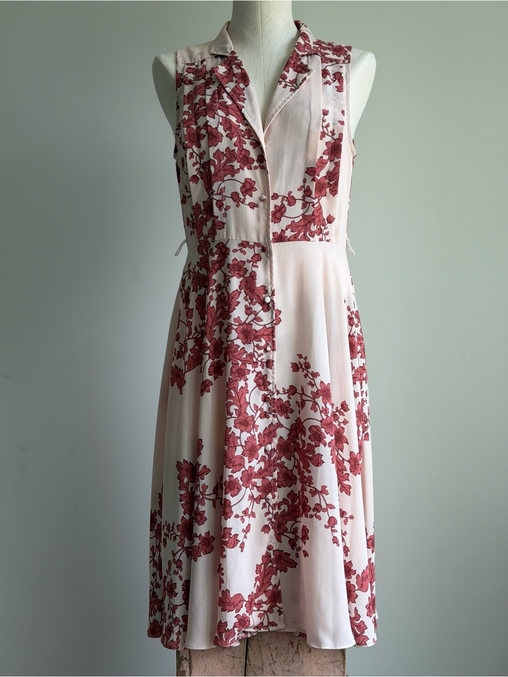 Nanette Lepore Pale Pink Midi Dress with Rose Floral Print